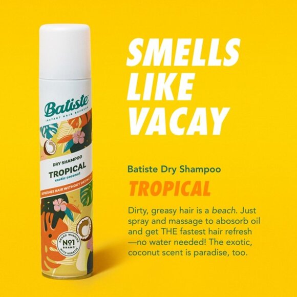 NEW Lot of 2x [Batiste] TROPICAL Scent Dry Shampoo - Full size, not travel! - Picture 3 of 9